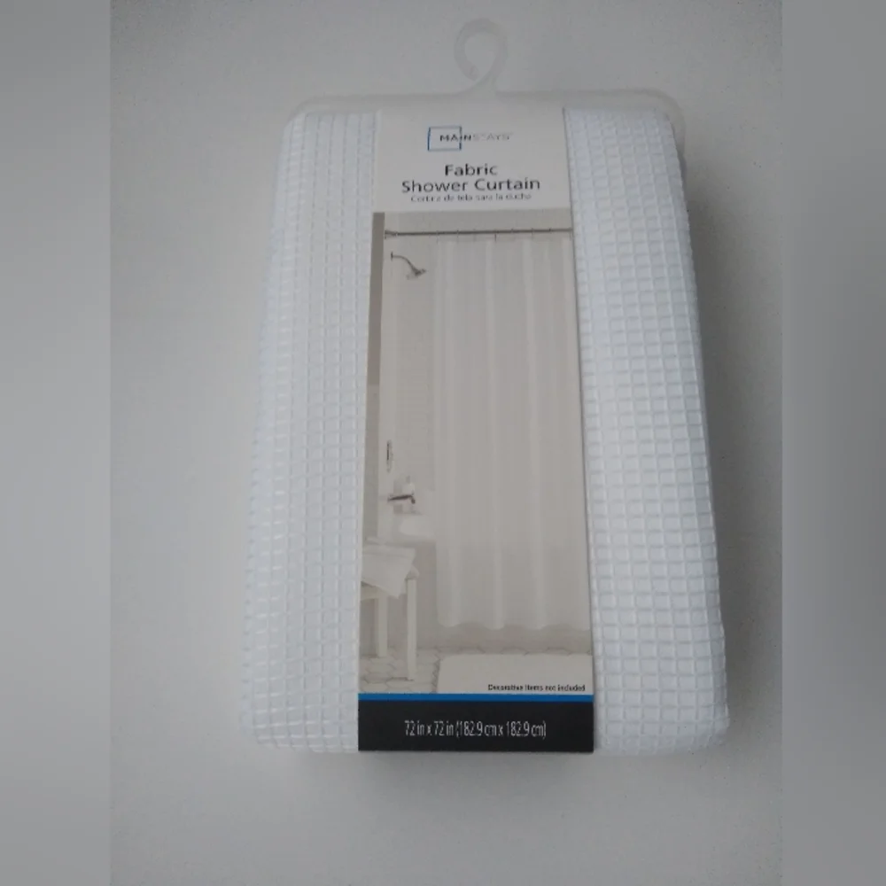 Mainstays Fabric Shower Curtain Waffle White 72x72